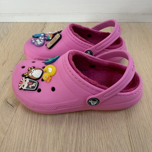 Pink Crocs Classic Lined Size C13 Clogs Squishmallow Jibbitz - Picture 3 of 9